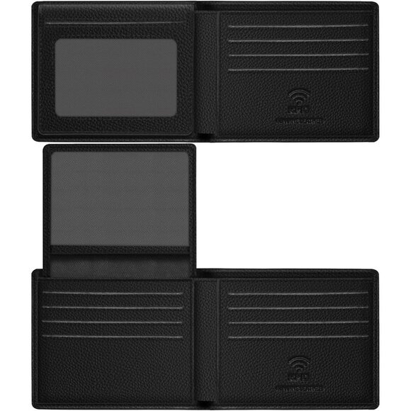 ⚡Travelambo Men Lychee Black Genuine Leather Handmade Bifold Stylish Wallets - Picture 9 of 9